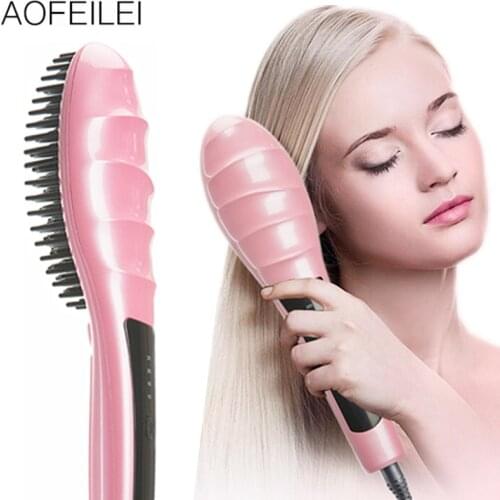 Hair Straightener Ceramic Electric Hair Brush Hair Straightener Comb Straightening Straight Anion Moisturizing Styling Tool Care