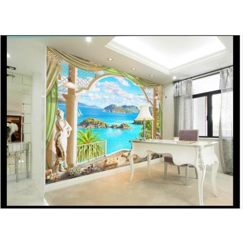 High Quality Hot Sale New Custom 3d photo wallpaper murals European scenery window Lake setting wall paper living room wallpaper