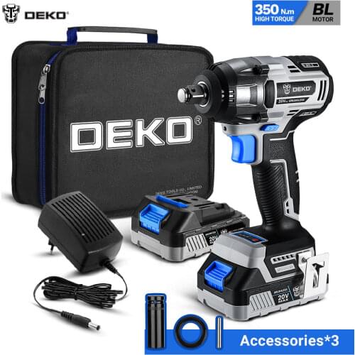 【World Premiere】DEKO 20V MAX Cordless Brushless Wrench 350N.m High Torque Electric Impact Wrench Power Tools (DKBW20XL01)