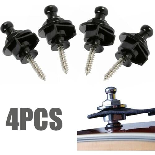 4pcs Guitar Lock Button Black Electric Acoustic Guitar Bass Strap Safe Lock Buttons Anti-off Nails 5cm
