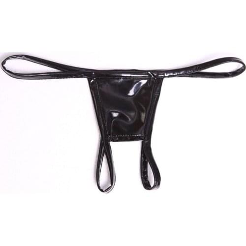 Women Latex PVC Low Rise G-string Shiny Hollow Out Bandage Panties Sexy Mini Thong T-Back Tight Erotic Lingerie Plus Size Thong