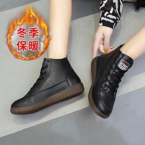 Winter Snow Boots Women Lace-Up Flat with Boots Women Designer Brand Luxury Women Shoes High Quality Leather Shoes for Women
