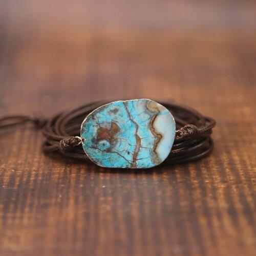 High End Wrap Bracelet Natural Stones Amazonite Boho Long Friendship Bracelet Statement Bracelets Women Gifts Dropshipping