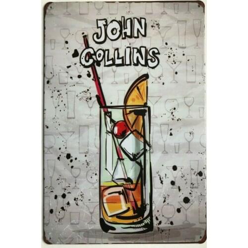 John Collins Alcohol Mixed Drink Tin Sign Bar Garage Dorm Decor Retro Pub New