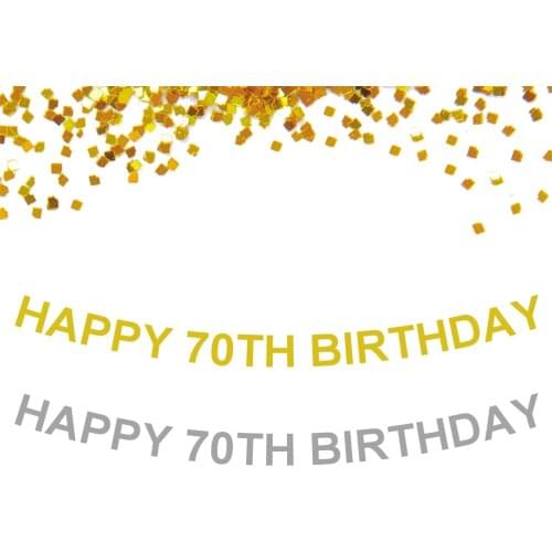 1 set Custom Birthday Party Banner Glitter Gold Silver Happy 70th Birthday Letter Banner For Birthday Party Decoration Banner