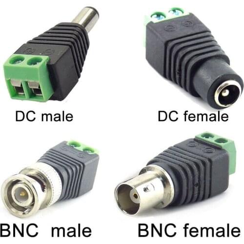 1pcs BNC Male Female Connector Coax for Led Strip Lights CCTV Camera Accessories Cat5 to BNC Female Plug 12V DC 2.1 X 5.5mm