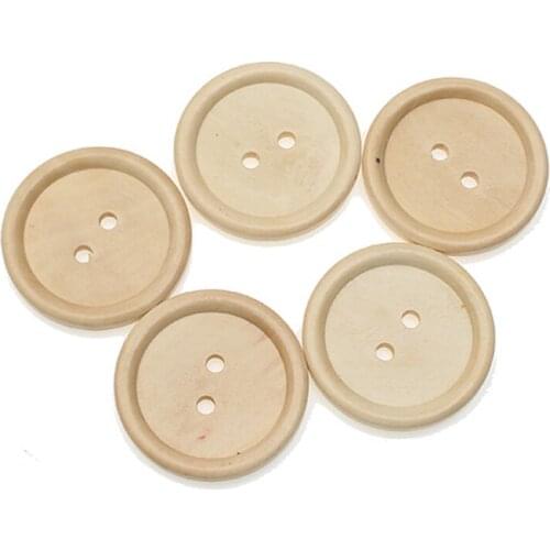 10Pcs 40mm Beige Round 2-Holes Wooden Buttons For Clothes Crafts Sewing Scrapbooking DIY Accessories