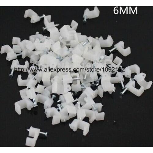 100 PCS 6MM square Cable Wire Wall Hanging Screw Clips/ Cable Clips / cable nail/ wire clips