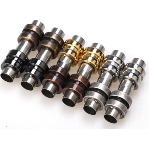 Stainless Steel Never Fade Wheel Closed Magnetic Buckle Hole 6 mm 2 Sets of Bracelet/Necklace Clasp DIY Jewelry Making