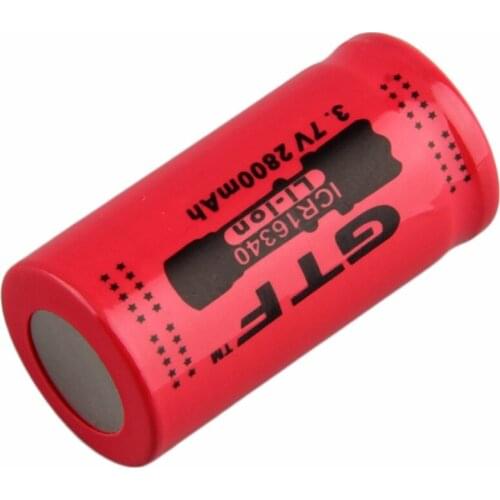 GTF Universal 2800mAh 16340 CR123A 3.7V Rechargeable Batteries Li-ion 16340 Battery for Hheadlamp Red Yellow Blue Wholesale