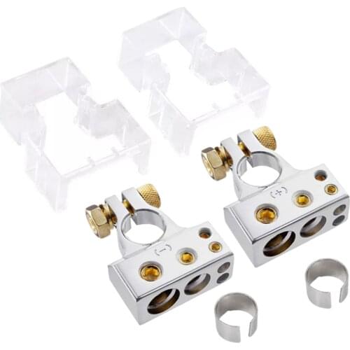 2x Automobile Battery Terminal Clips Replacement & 2 Clear Covers