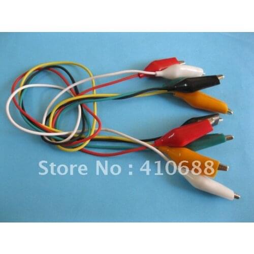 20 set Per Lot L 43mm Alligator Test Clip Lead 5 colors 50cm HIGH Quality HOT Sale