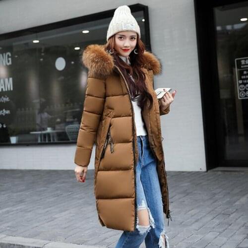 2019 Winter Slim Fit Parka Women Long Coats Fur Hooded Jackets Women Thick Warm Winter Parkas Female Overcoat Coat