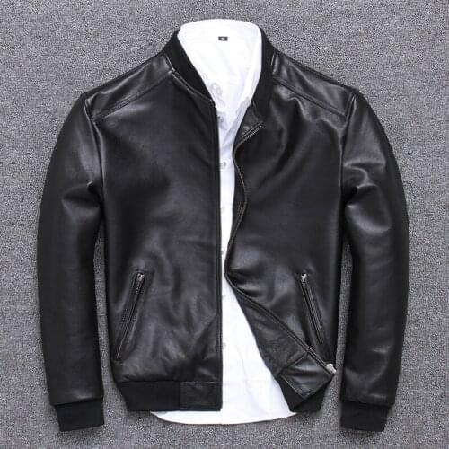 2020 Mens Leather Jacket Sheepskin Coat Genuine Leather Jacket Men Spring Autumn Plus Size Light Bomber Jacket U-352 KJ2282