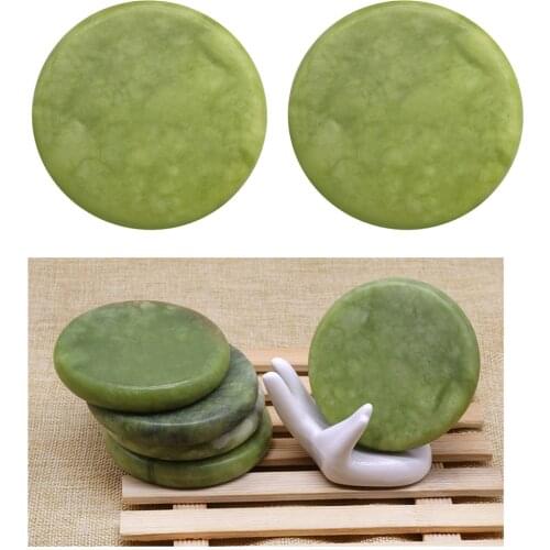 2x Round Olive Jade Massage Stone Facial Legs Spa Massage Hot Stones Massage Tool Massage Roller