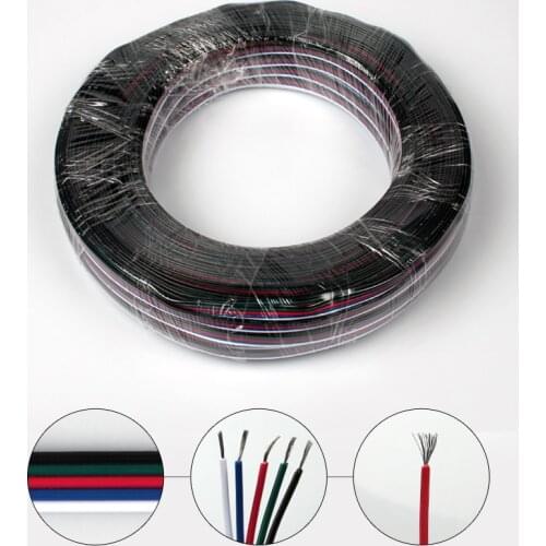 5 Pin10m 20m 30m 50m 22 awg RGBW LED Extension Connector Wire Cord For LED Lighting Connector Cable