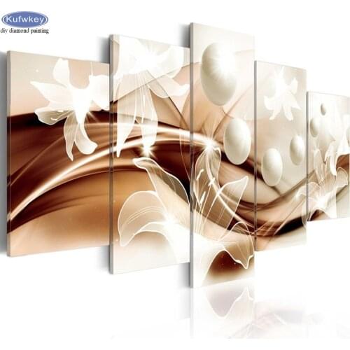 5pcs/set Diy Diamond Painting Cross Stitch Square Mosaic Diamond home decoration triptych painting Diamond Embroidery Orchid