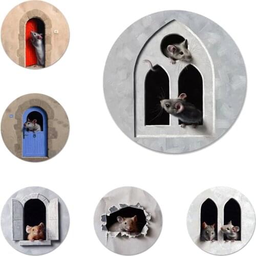 58mm Cute cartoon mouse Art Icons Pins Badge Decoration Brooches Metal Badges For Clothes Backpack Decoration