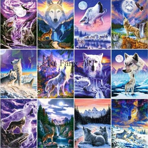 5D DIY Diamond Painting Animal Wolf Diamond Embroidery Full Square Round Diamond Mosaic Cross Stitch Kits Home Decor
