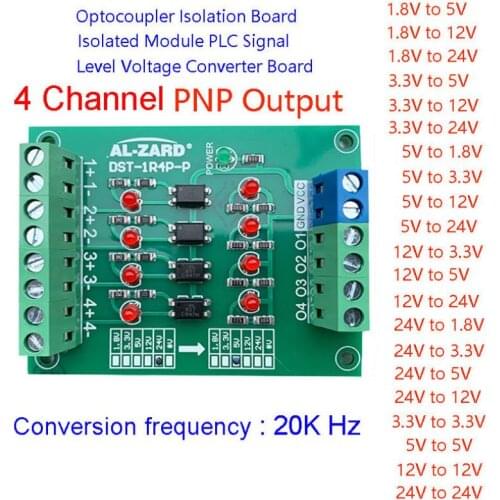 AL-ZARD Optocoupler Isolation Board Isolated Module PLC Signal Level Voltage Converter Board 4Bit PNP 1.8-24V 2-4-8Channel