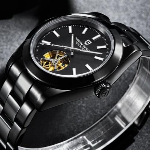 PAGANI DESIGN Stainless Steel Mens Watches Sapphire Tourbillon Automatic Brand Business Luminous Calendar Waterproof Mechanical