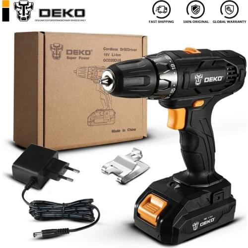 DEKO GCD20DU5 18V Electric Screwdriver Cordless Drill Mini Power Driver DC Lithium-Ion Battery 2-Speed