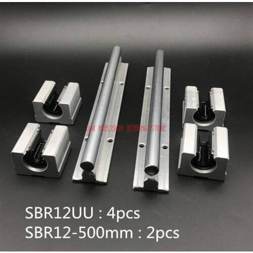 2019 Top Fashion Cnc Router Parts AXK 12mm Linear Rail Sbr12 L 500mm Support Rails 2 Pcs + 4 Sbr12uu Blocks For Cnc For Shaft