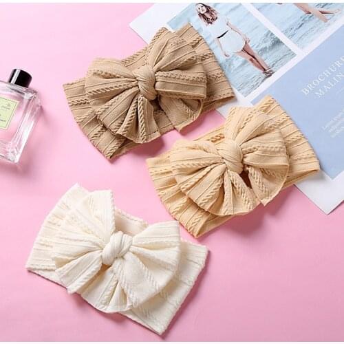 Baby Headbands Girls Elastic Nylon Hairband Bow Wide Headwrap Kids Turban Soft Headwear Children Toddler Hair Accessories