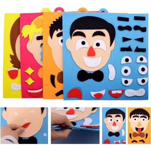 DIY Emotion Stickers Puzzle Toys 3D Cartoon Facial Expression Learning Educational Toys For Children Kids Art Drawing Craft Kit
