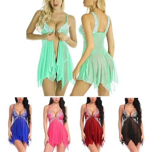 Dropshipping Women Sexy Mini Dress Erotic Nightdress Lady Sexy Lingerie Underwear Lace Nighty Underclothes Babydoll Clothes