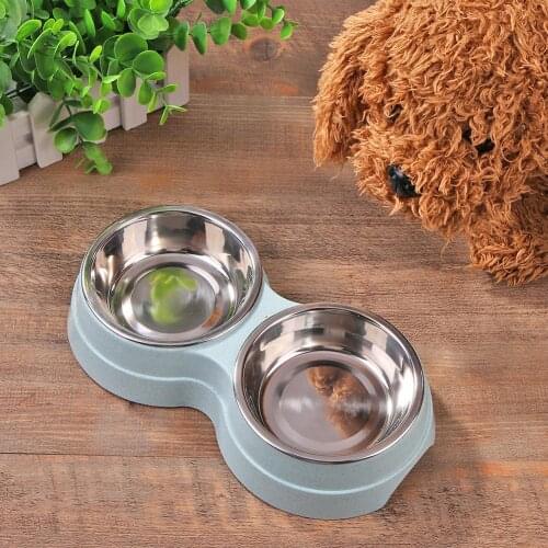 Stainless Steel Double Dog Bowl Pet Travel Feeding Water Bowl Non-Skid Food Water Dish Pet Dog Cat Puppy Feeder Supplies