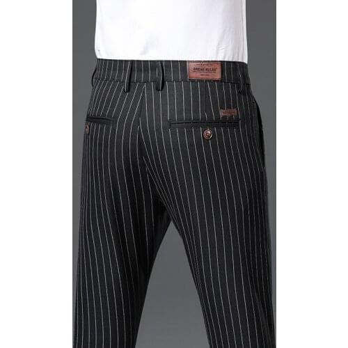 Formal Wear Casual Business jeans Men Cotton Trousers Male Classics High waist Straight Pant big size 38