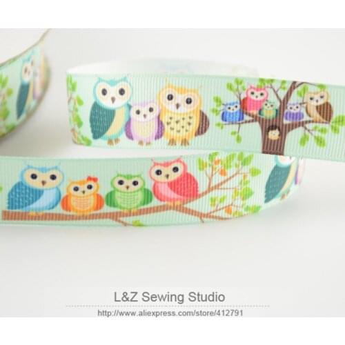 F026#-16 cute owl designs 7/8" 22mm width min order is $5(mix order) grosgrain ribbon for DIY clothing hairbow L&Z sewing studio