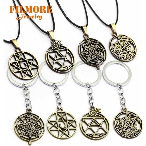 Filmore New Style Fullmetal Alchemist Magic Choker Necklaces Pendant Edward Hollow Rope Chain Necklace Anime Keychain Souvenir