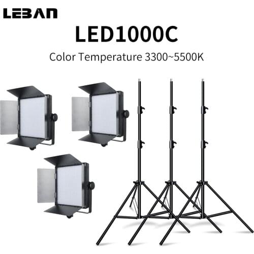 Godox 3pcs LED1000C 3300-5600K Photo Studio Video Continuous Light Kit For Photography Wedding Camera Camcorder DV