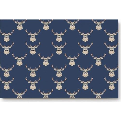 Deer Head Glasses Antlers Black Blue Living Room Doormat Home Environmental Protection Bathroom Door Non-slip Floor Mat