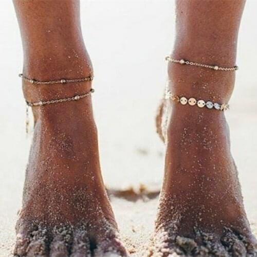 Hot Bikini Jewelry Anklets for Women Foot Accessories Summer Beach Barefoot Sandals Bracelet ankle on the leg Female Ankle Strap