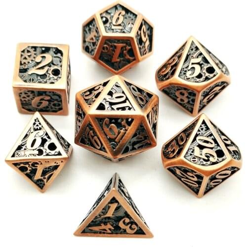 DND dice set 7pcs/Set polyhedral metal dice hollow dobbelstenen d4-d20 dobbelsteen dados rpg