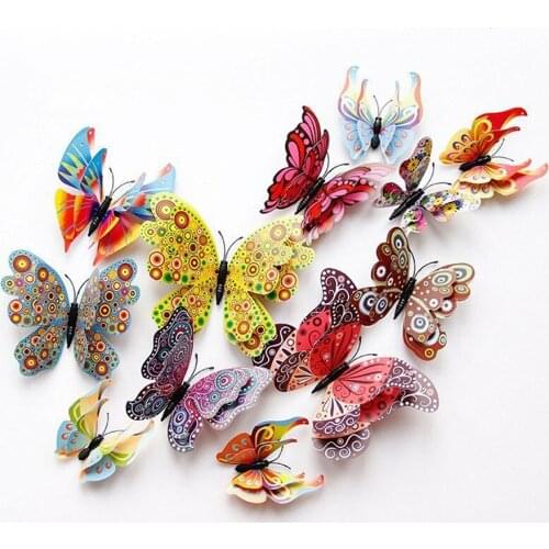 Simulation Butterfly Living Room Wall Refrigerator Furniture Decorative Wall Sticker Double Butterfly Wall Sticker Home Decor