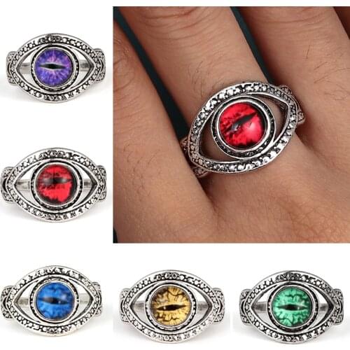5 Colors Creative Evil Eye Rings For Men Women Male Fashion Punk Ring Jewelry Mens Bar Night Club Accessories Jewelry Gifts