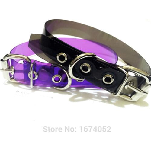 100% Handcrafted Belt Buckle Choker Plain PVC Vinyl Transparent Collar Punk Gothic 90s Necklace