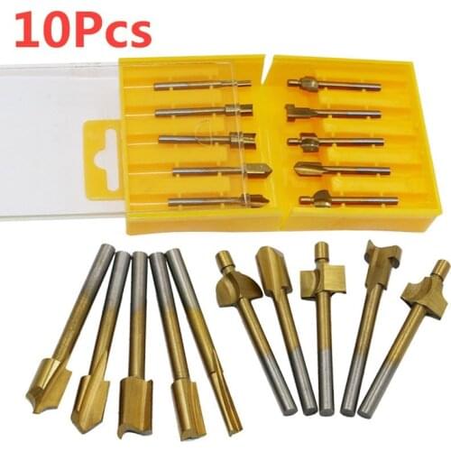 10pcs 3mm Shank wood router bit Straight end mill trimmer cleaning flush trim corner round cove box bits tools Milling Cutter