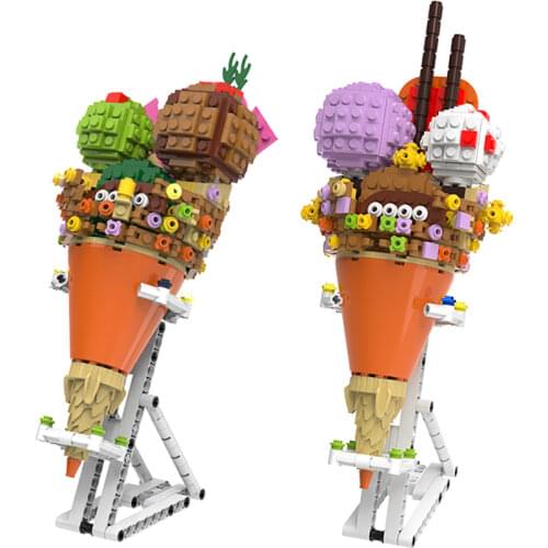 MOC Ice Cream Cones Wine Glass Creativity Building Blocks Kids Food Model Bricks Parts Accessories DIY Educational UnzipToys