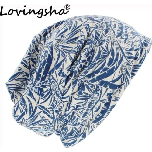 LOVINGSHA Autumn Winter Men Thin Skullies Beanies Print Design Hats For Women Lady Hot Feminino Multifunction Warm Scarf HT100