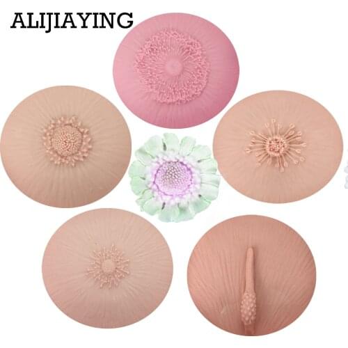 M1357 Chrysanthemum lily flower pistil Silicone Mold DIY cake Decorating tools Fondant Sugarpaste Craft dessert moulds