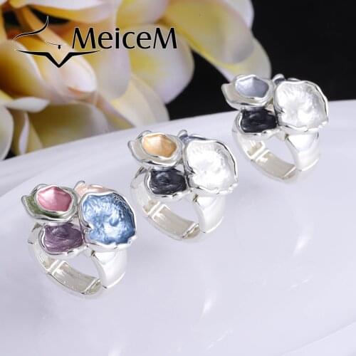 MeiceM 2021 Hot Sale Party Wedding Ring Big Geometric Adjustment Ring for Women Female Alloy New Design Finger Rings Jewelry
