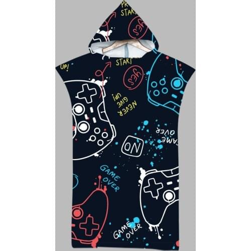 Customizable Microfiber Bath Towel Hooded Surf Beach Swimwear 3D Game Series Printed Swimsuit Poncho Quick Dry Travel Robe