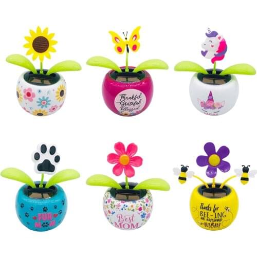 New Fashion Solar Powered Dancing Flower Swinging Animated Bobble Dancer Automobile Dashboard Toy Car Decor Kids Toys Gifts