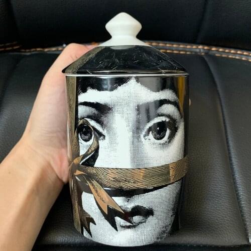 Color Knot Lady Girl Face Candle Holder Handmade Candles Jar Storage Bin Ceramic Crafts Home Decoration Candelabra Storage Box