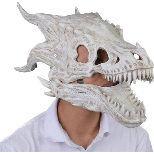 Halloween Full Face Dinosaur Mask Holiday Party Dressing Scary Cosplay Skeleton Realistic Dragon Latex Skull Mask